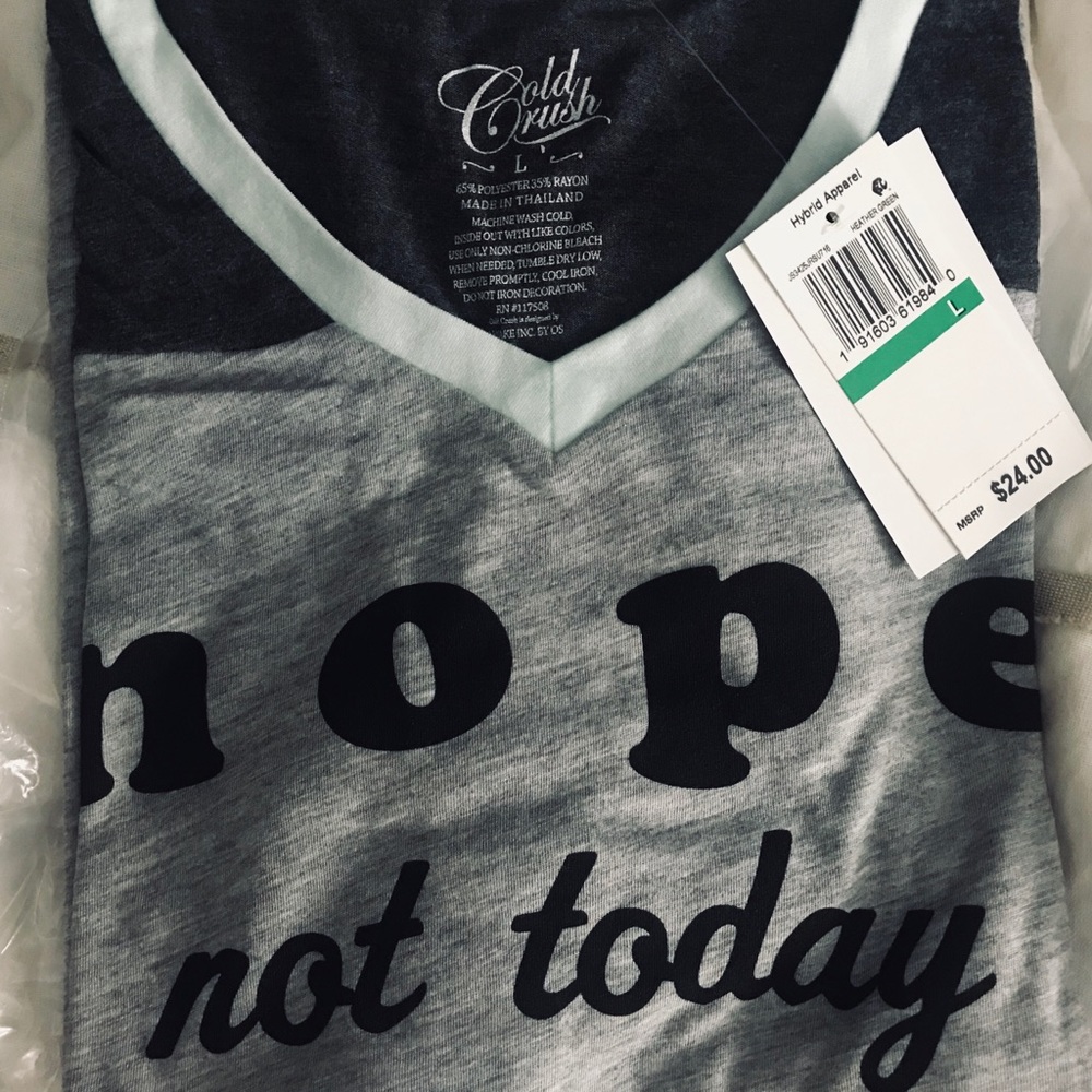 Large TShirt HeatherGreen GoldRush“Nope Not Today”